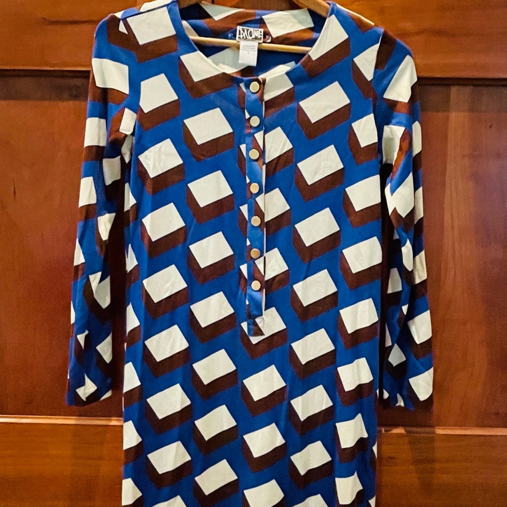 DVF Alama silk geometric print dress.